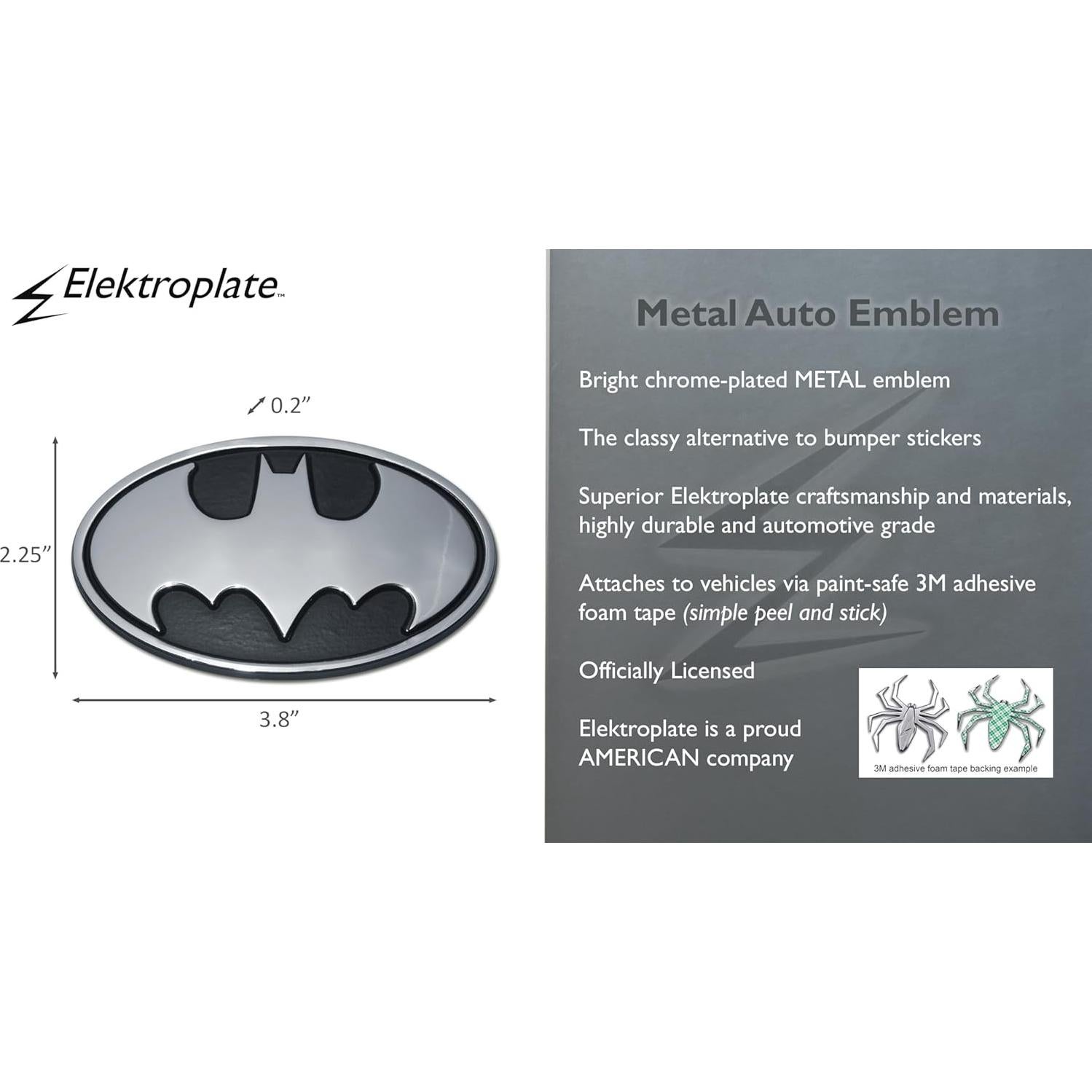 Emblema de Auto Batman Elektroplate Cromo 9.65 x 5.72 cm
