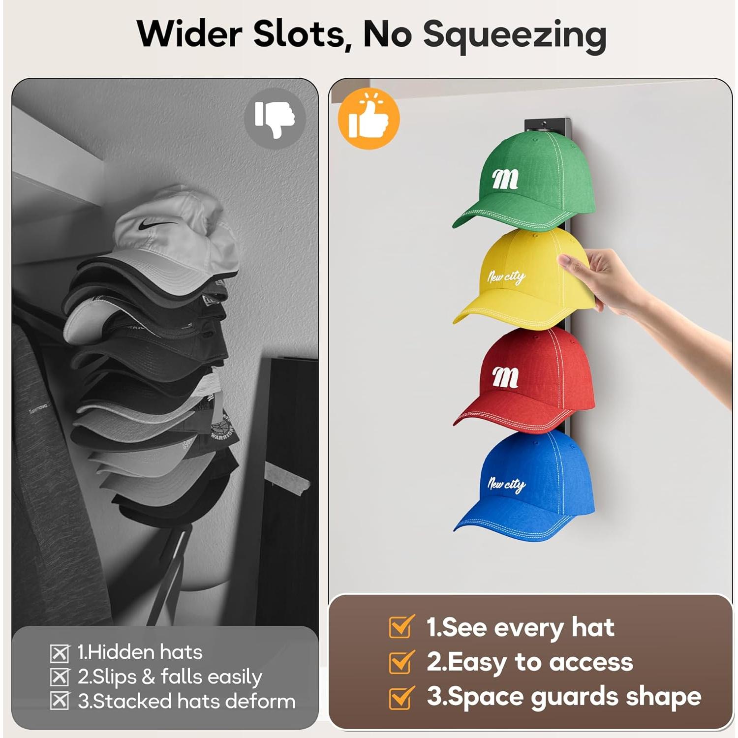 Organizador de Sombreros MISSLO Negro para Pared - Paquete de 2