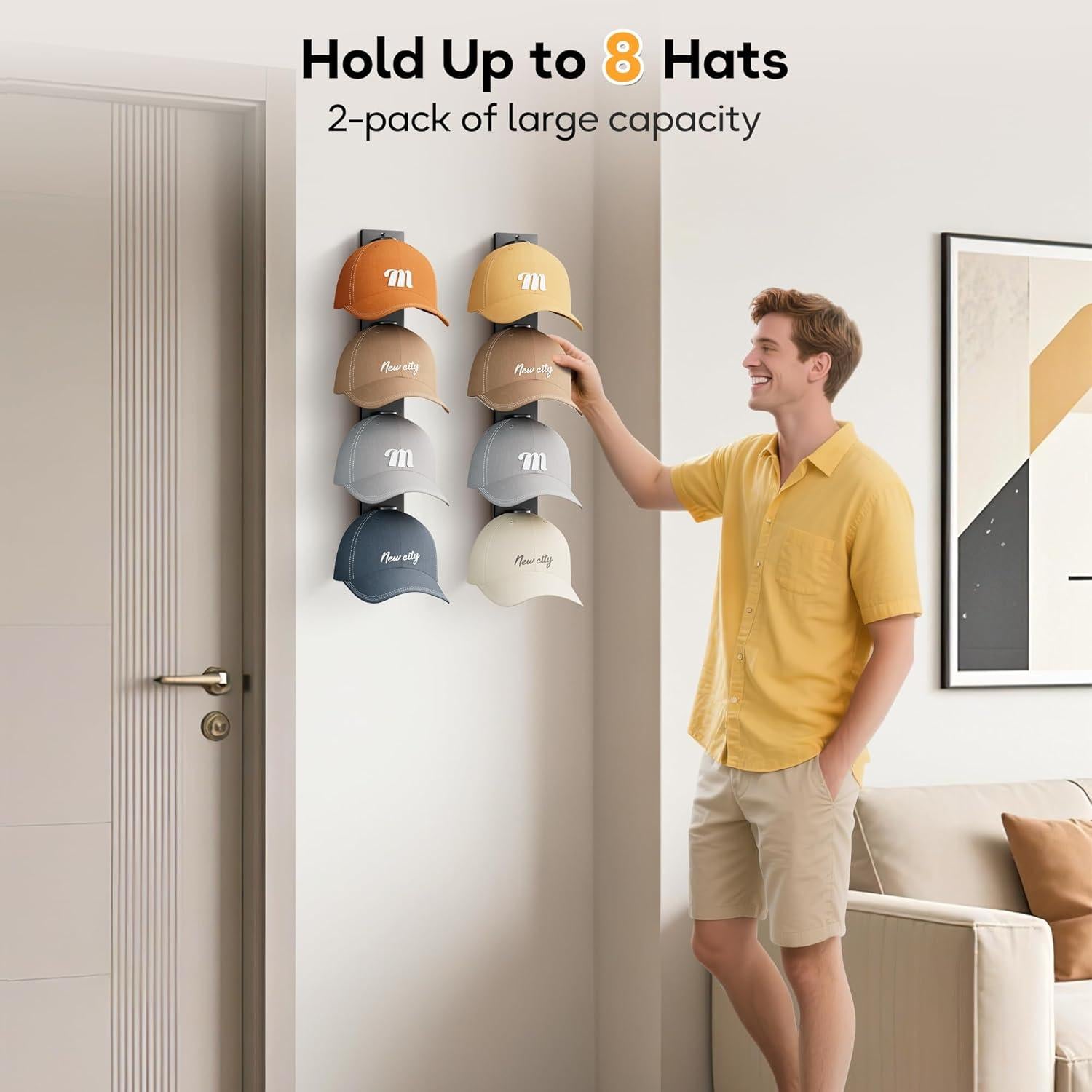 Organizador de Sombreros MISSLO Negro para Pared - Paquete de 2