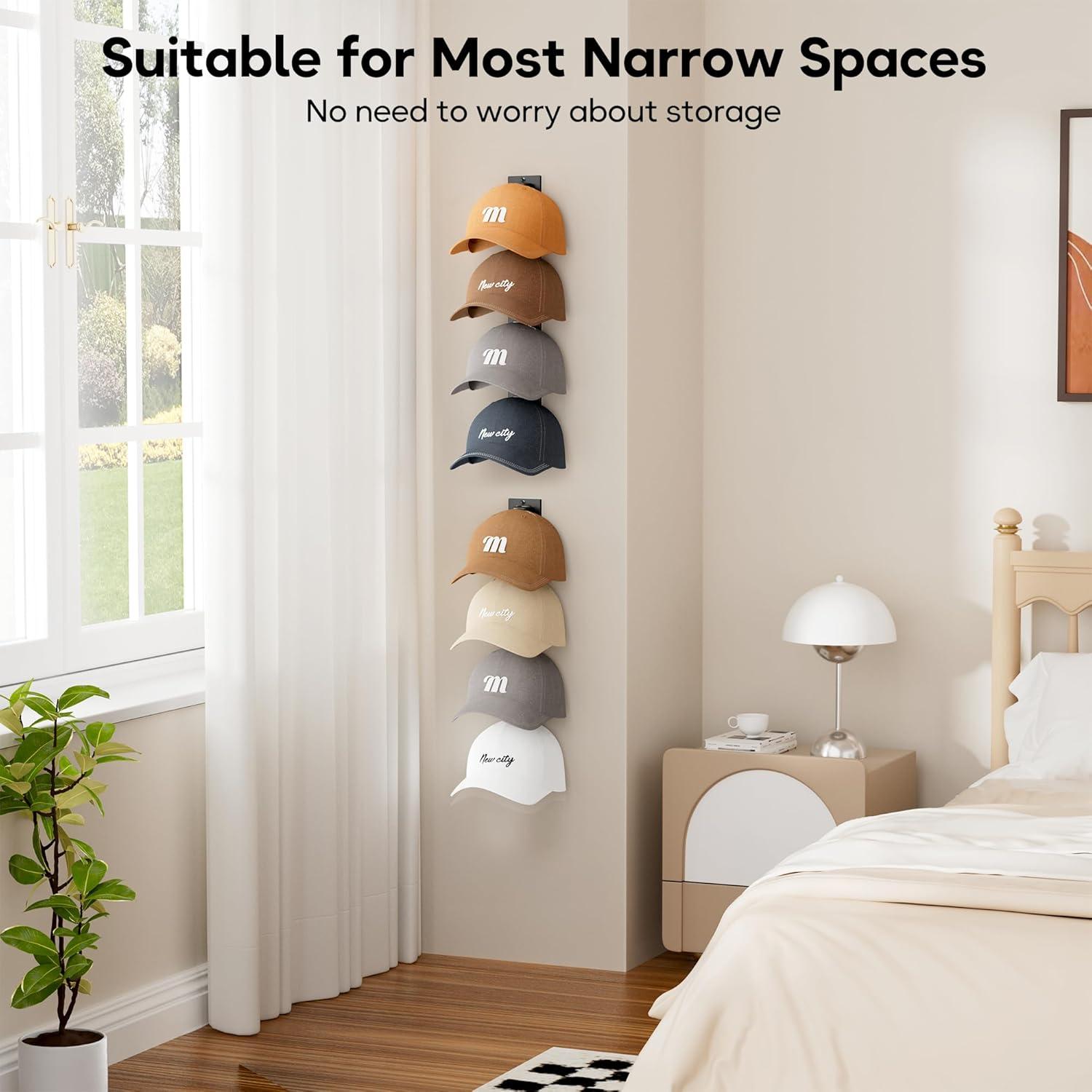 Organizador de Sombreros MISSLO Negro para Pared - Paquete de 2