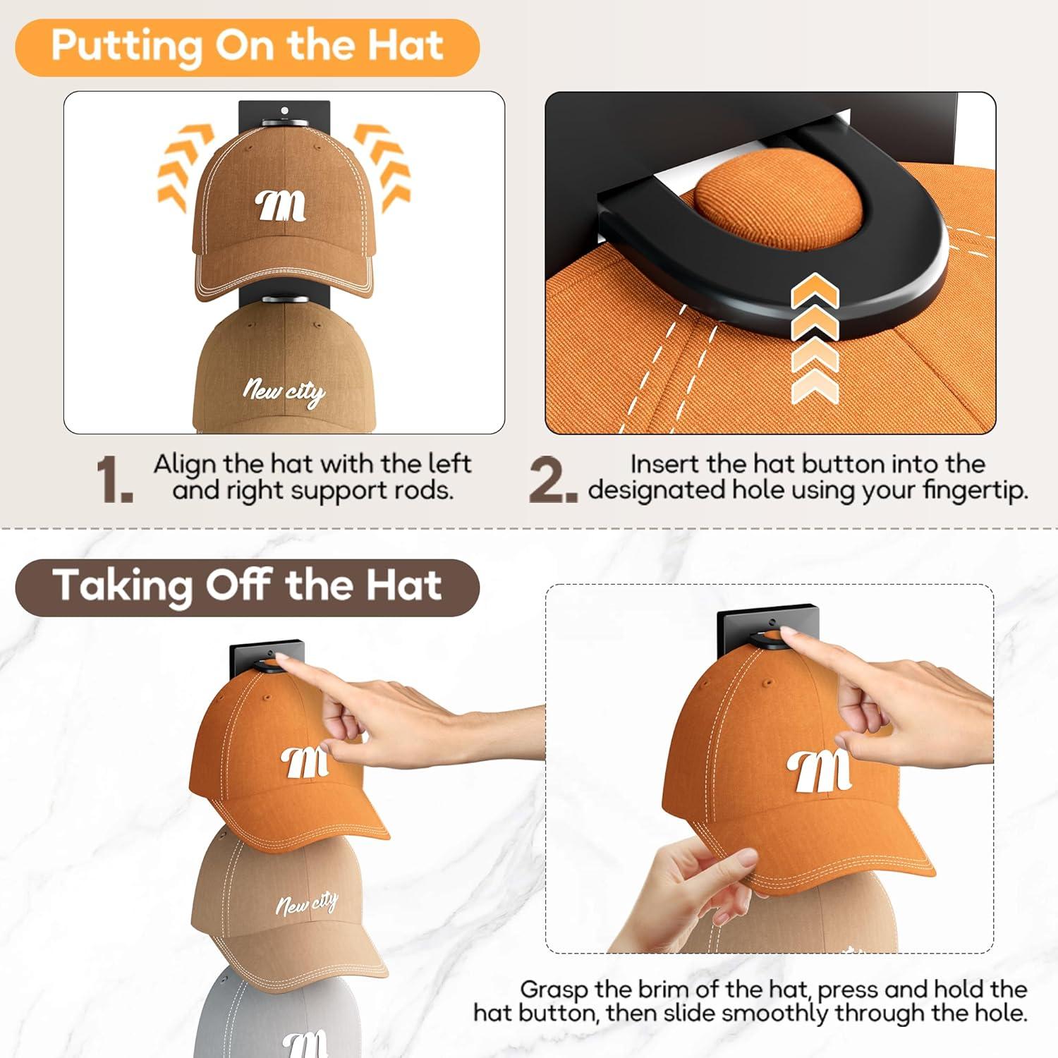 Organizador de Sombreros MISSLO Negro para Pared - Paquete de 2