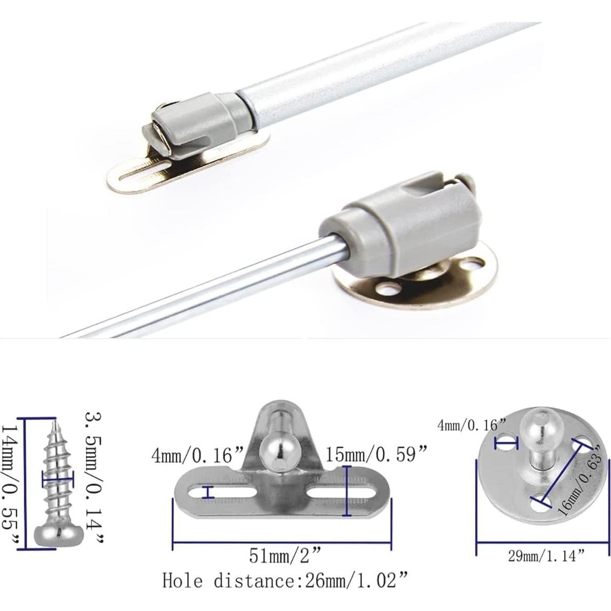 Soporte de Elevación de Gas 20N Lagogia 6" Plata - 4 Piezas