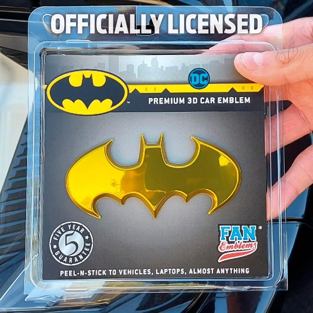 Insignia 3D Batman Batwing Fan Emblems Cromo Amarillo