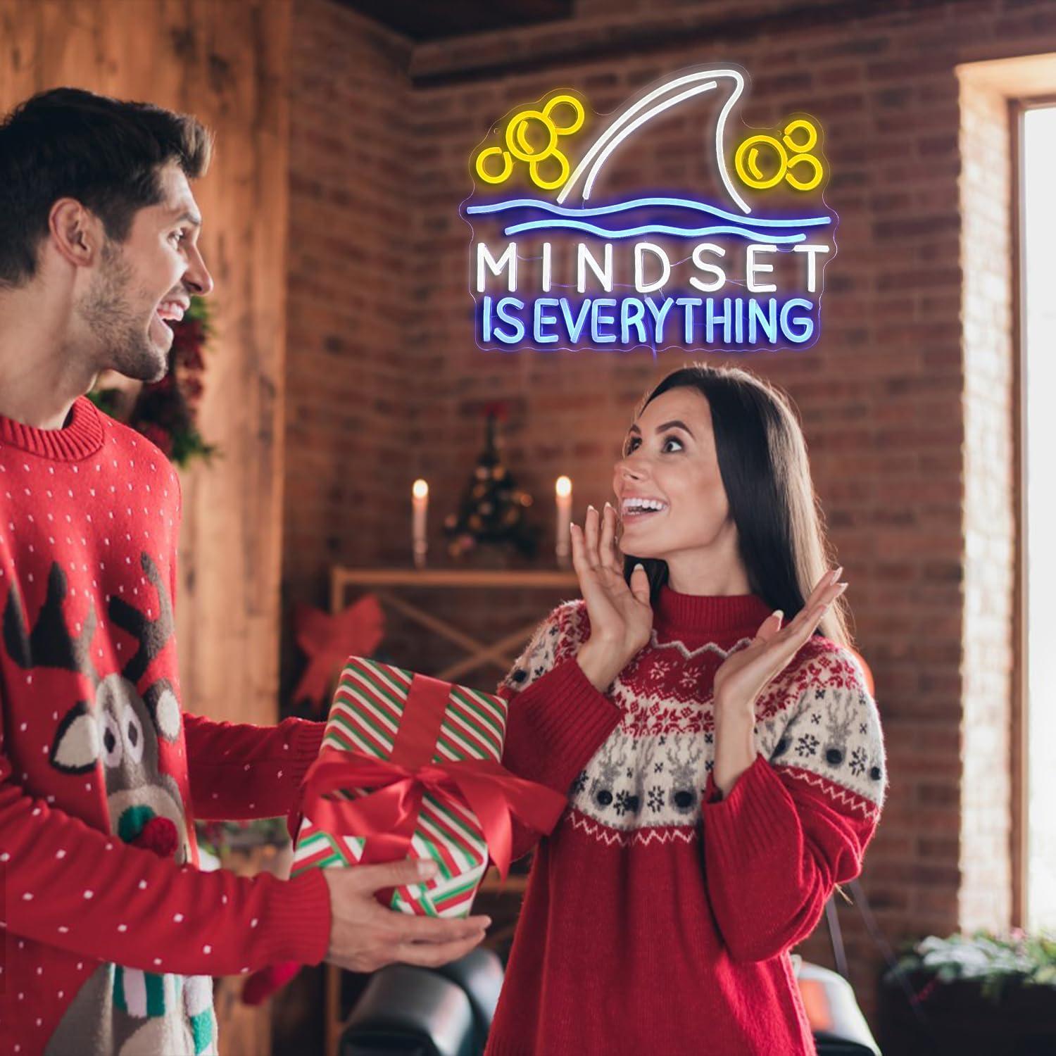 Letrero de Neón LED JLEWUINH 'La Mentalidad es Todo' 41.9x32cm