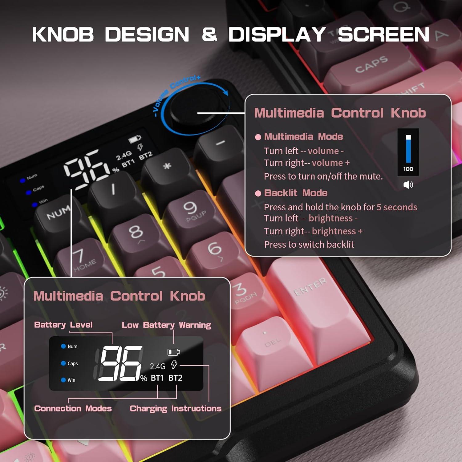 Teclado Inalámbrico LexonElec M96, 94 Teclas PBT, RGB