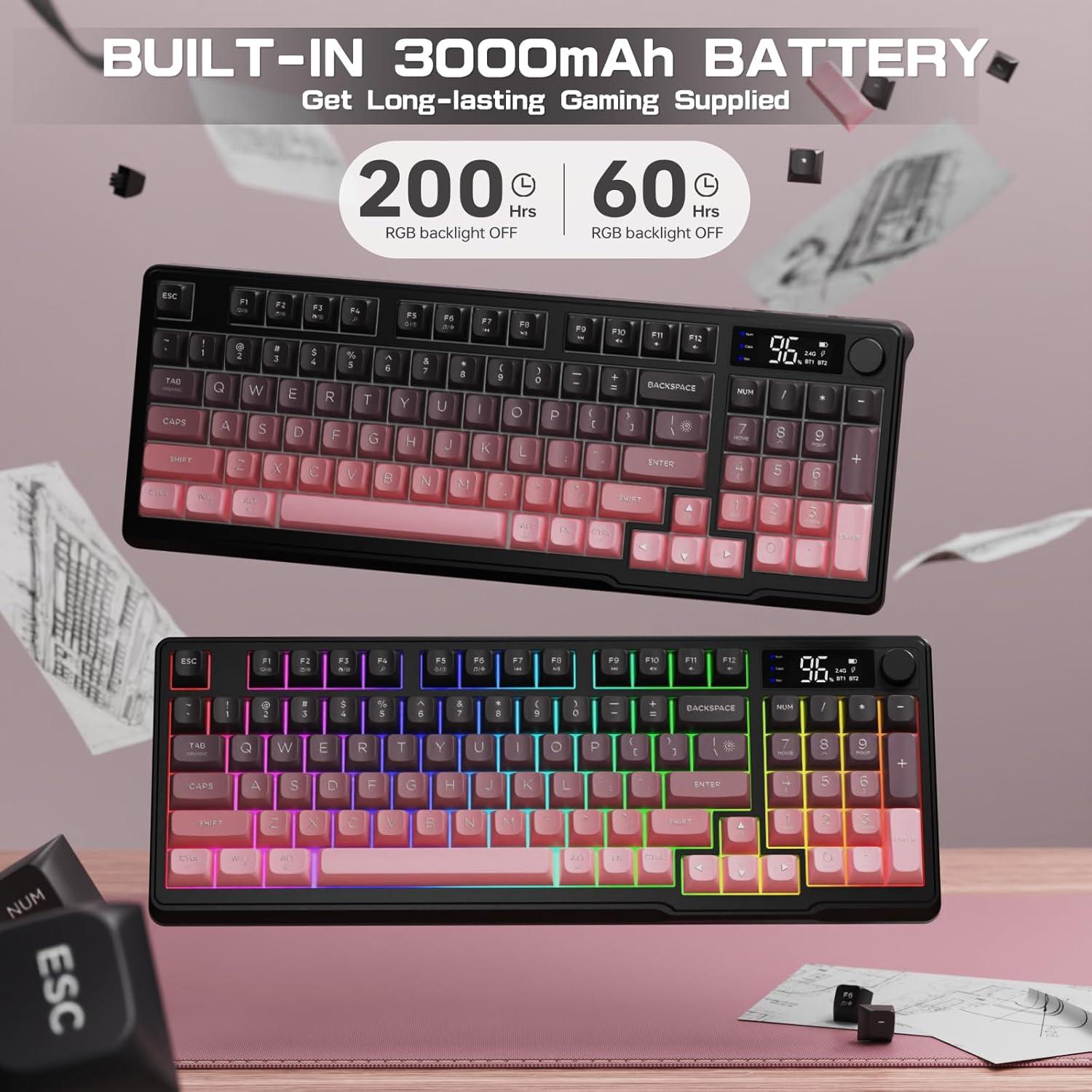 Teclado Inalámbrico LexonElec M96, 94 Teclas PBT, RGB
