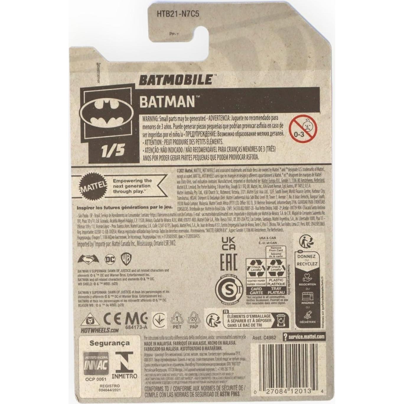 Hot Wheels Batmóvil Batman 1:64 Metal Fundido