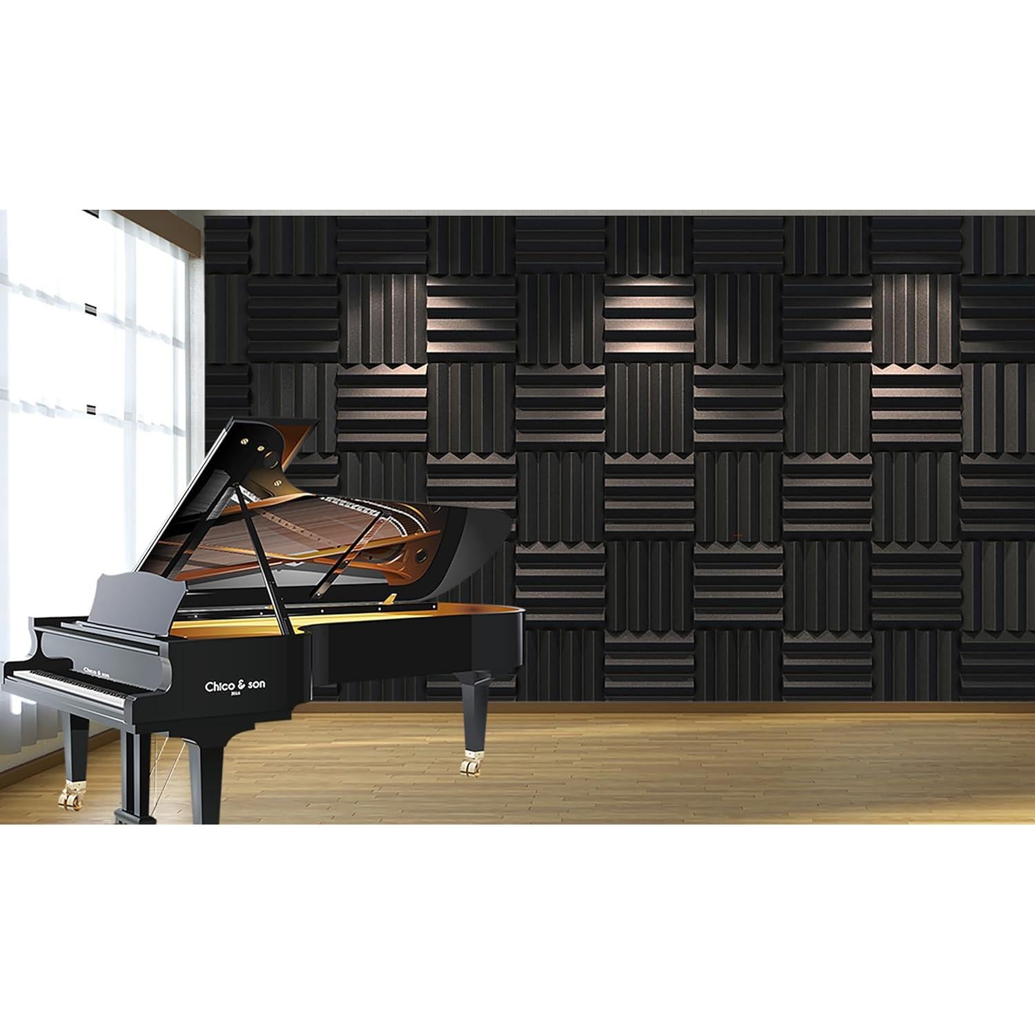 Paquete de 24 Paneles Acústicos KTOESHEO 30.48x30.48cm Negro