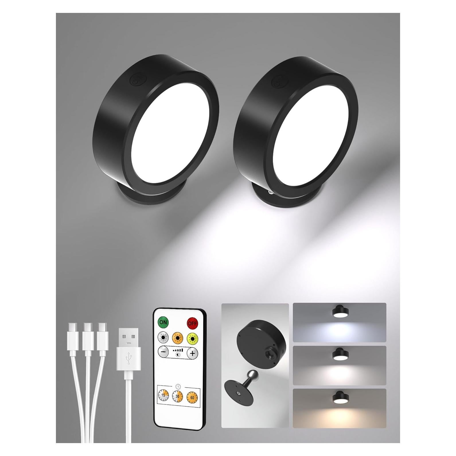 Lámpara de Pared LED EZVALO 5500mAh Control Remoto 2 Paquete