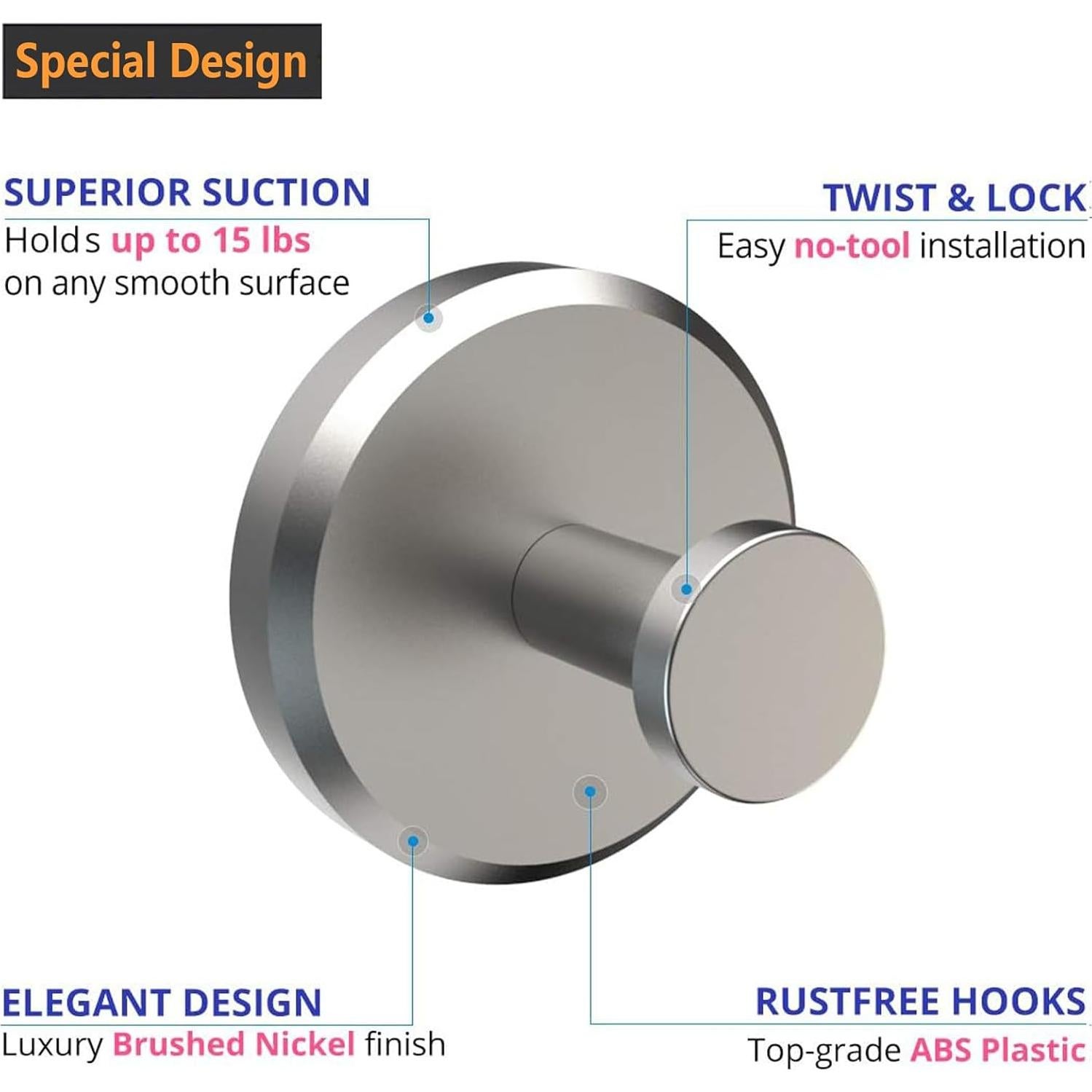 Ganchos de Ventosa Homeshifters 2 Piezas Acero Inoxidable