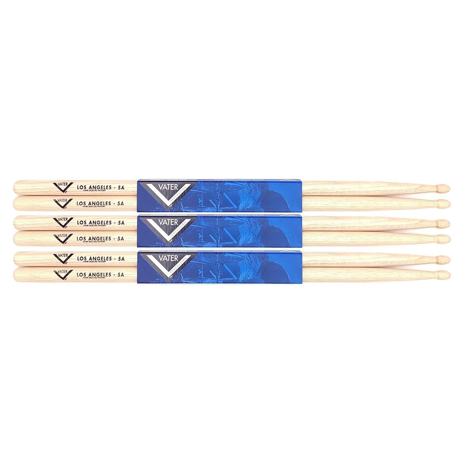 Palos de Batería Vater 5A Hickory 3 Pares 40.64 cm