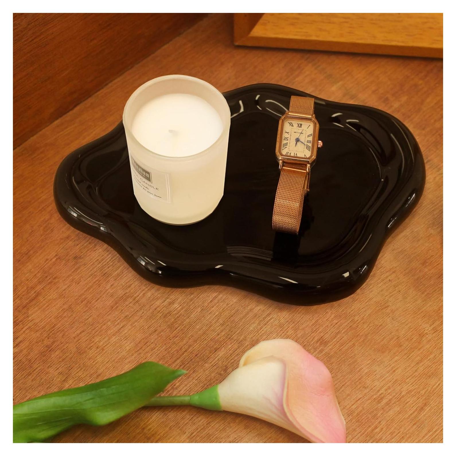 Plato de Joyería Cerámica CCINPPY Nube Negro 19.6x13.5 cm