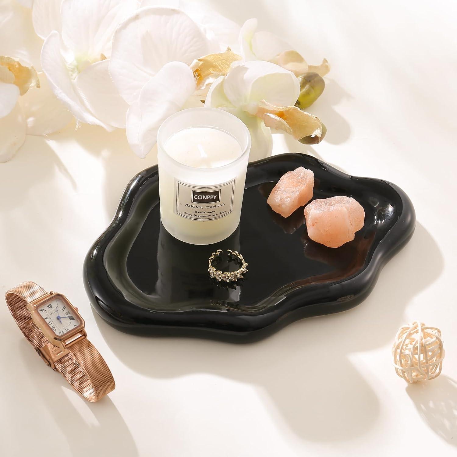 Plato de Joyería Cerámica CCINPPY Nube Negro 19.6x13.5 cm