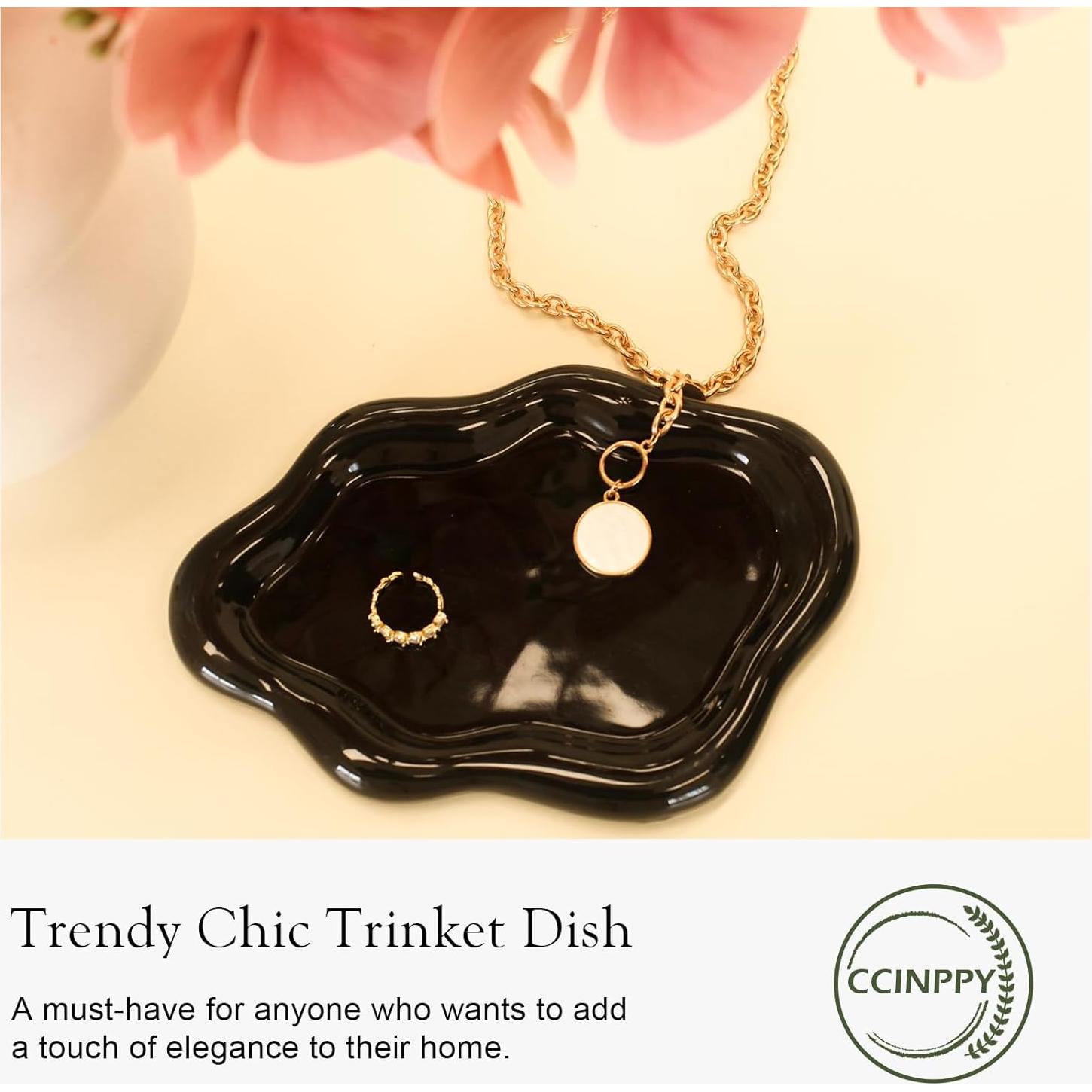 Plato de Joyería Cerámica CCINPPY Nube Negro 19.6x13.5 cm