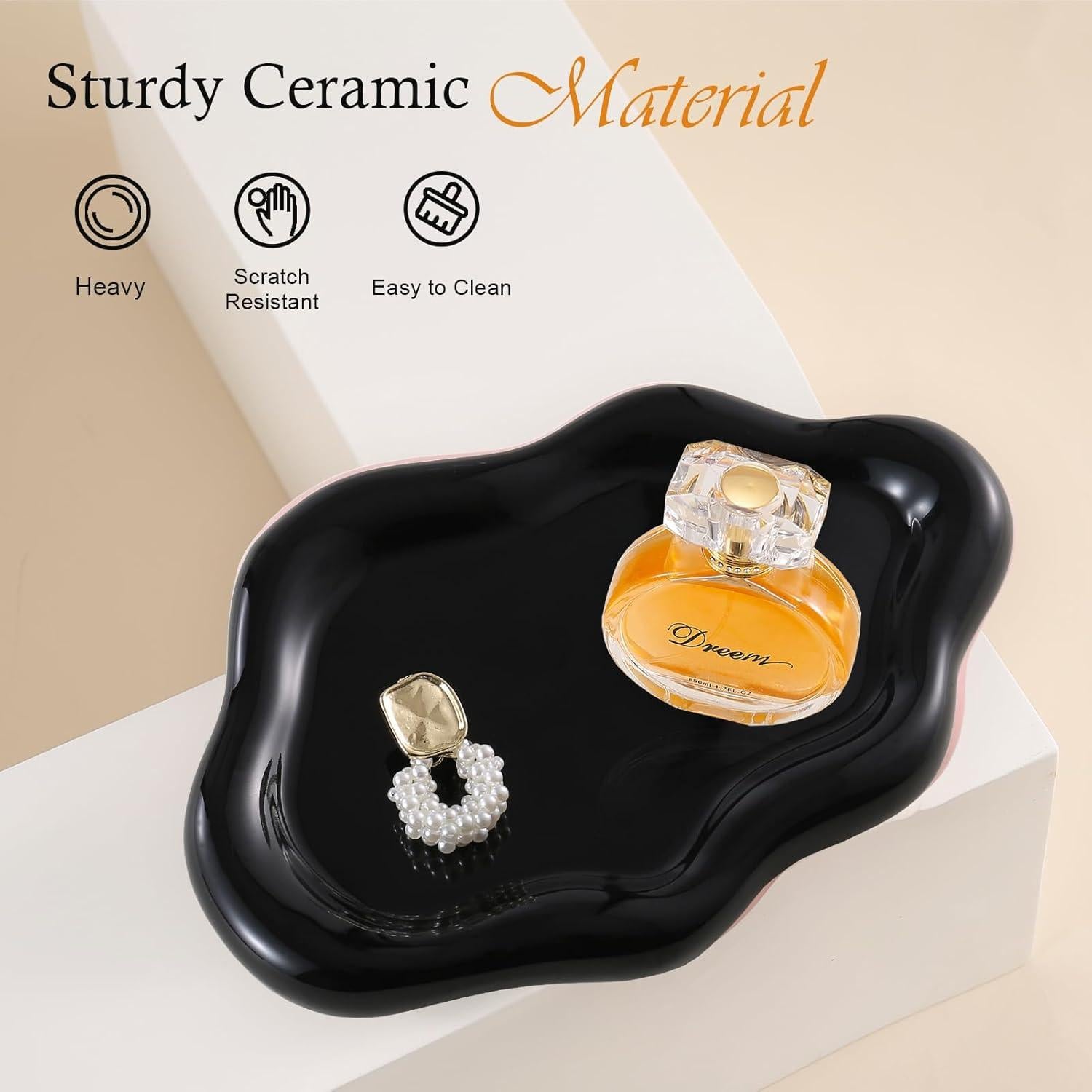 Plato de Joyería Cerámica CCINPPY Nube Negro 19.6x13.5 cm