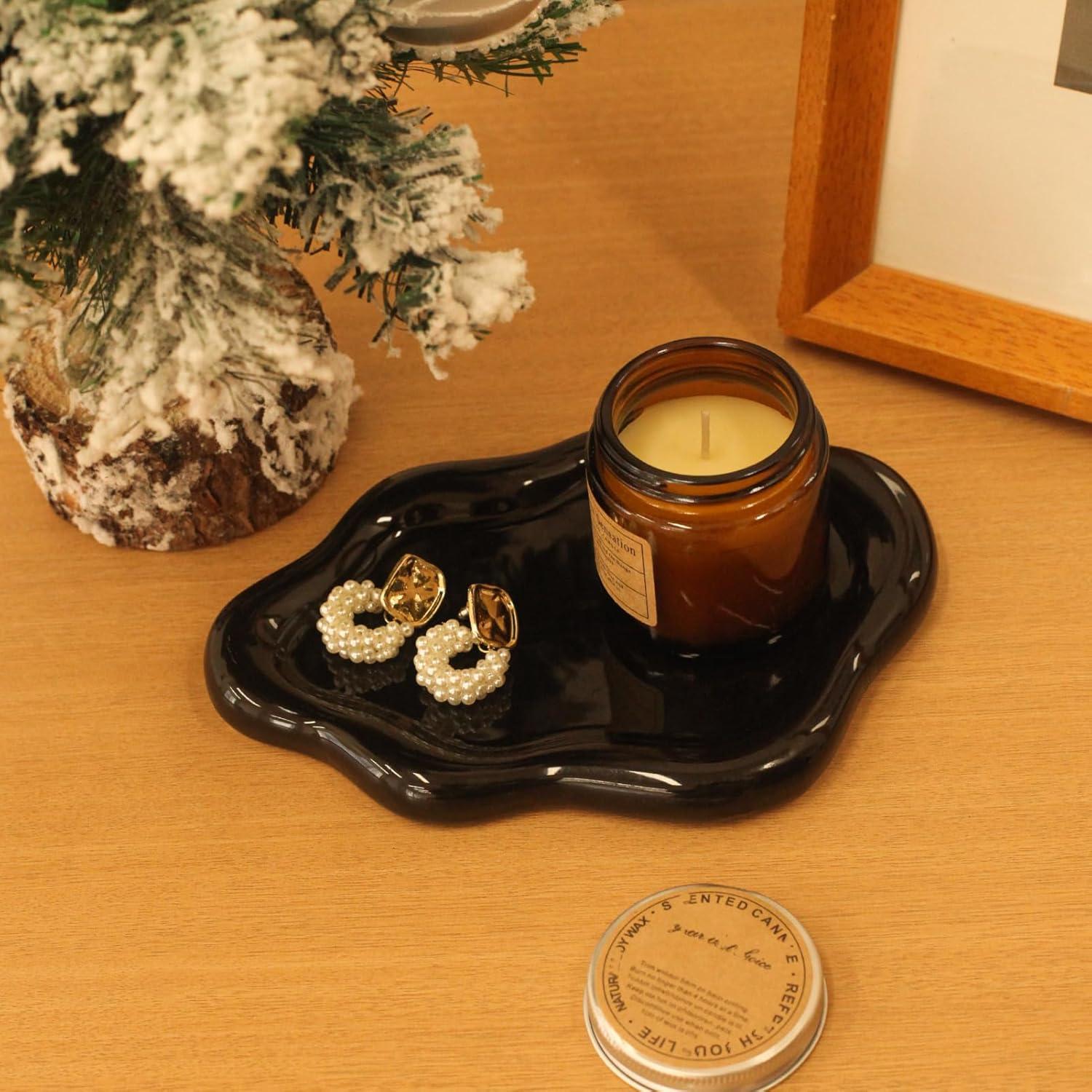 Plato de Joyería Cerámica CCINPPY Nube Negro 19.6x13.5 cm