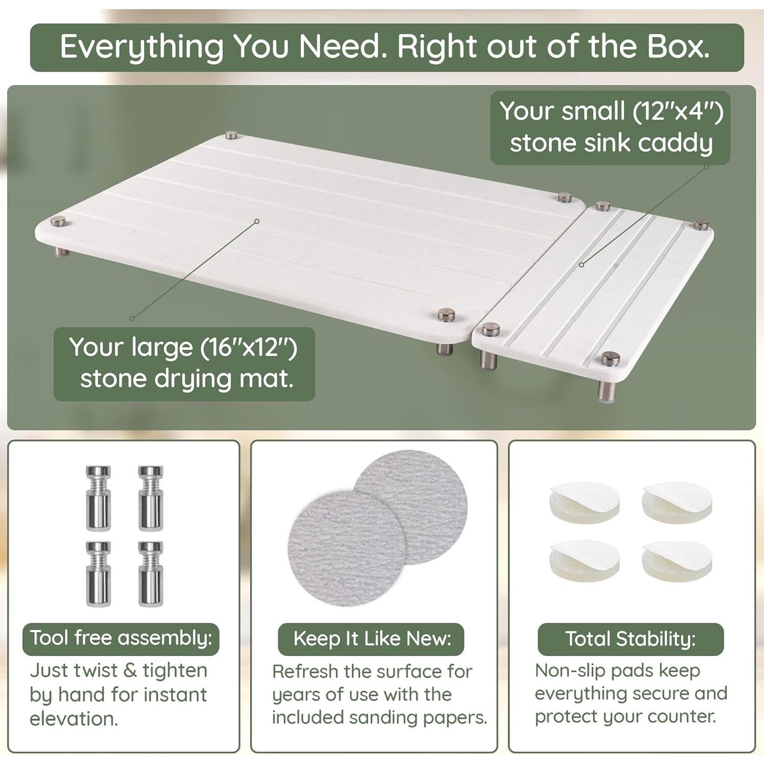 Juego de 2 Alfombrillas de Secado de Piedra Skrola 40.6x30.5 cm