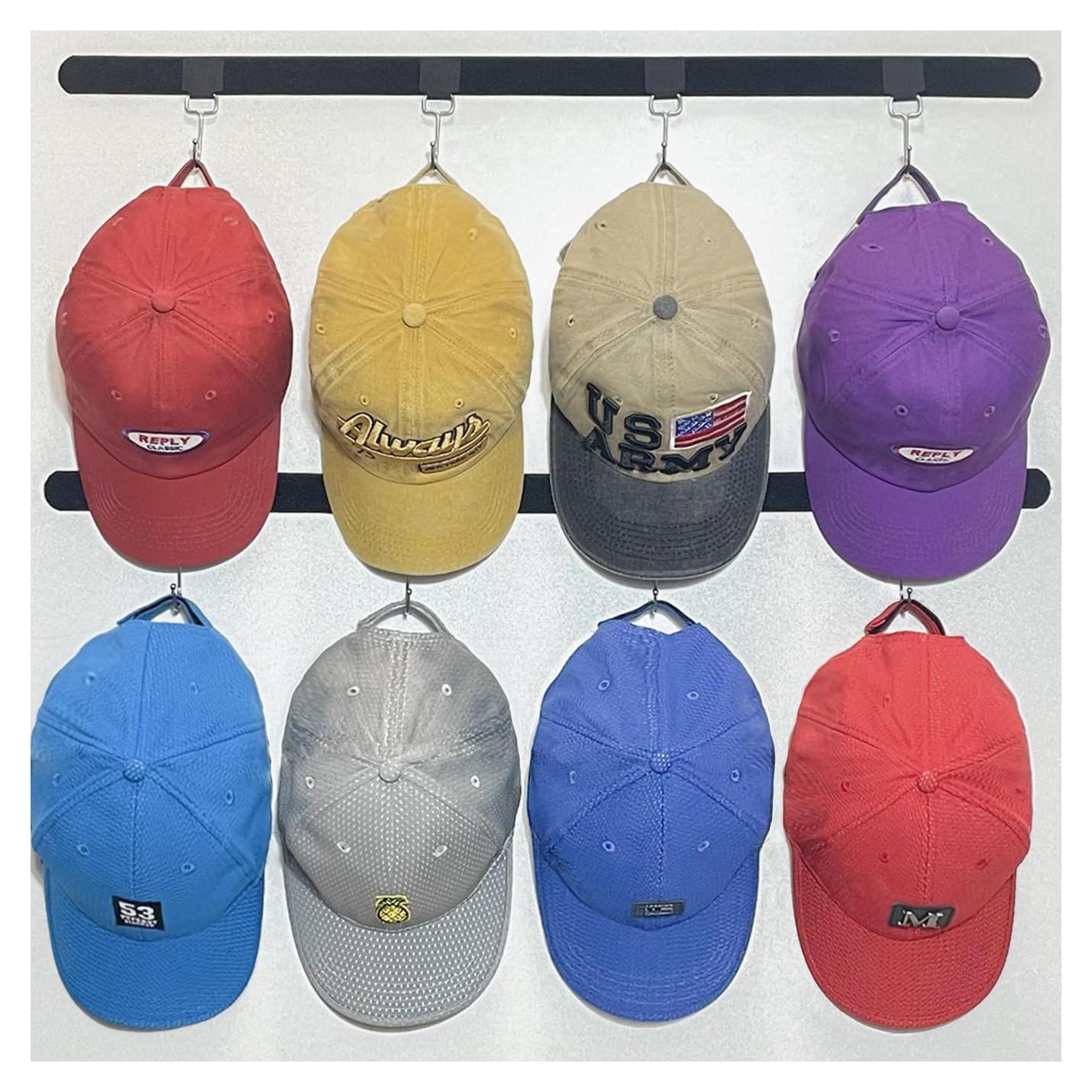 Organizador de Sombreros Adhesivo ETOWIFA - 2 Tiras y 8 Ganchos