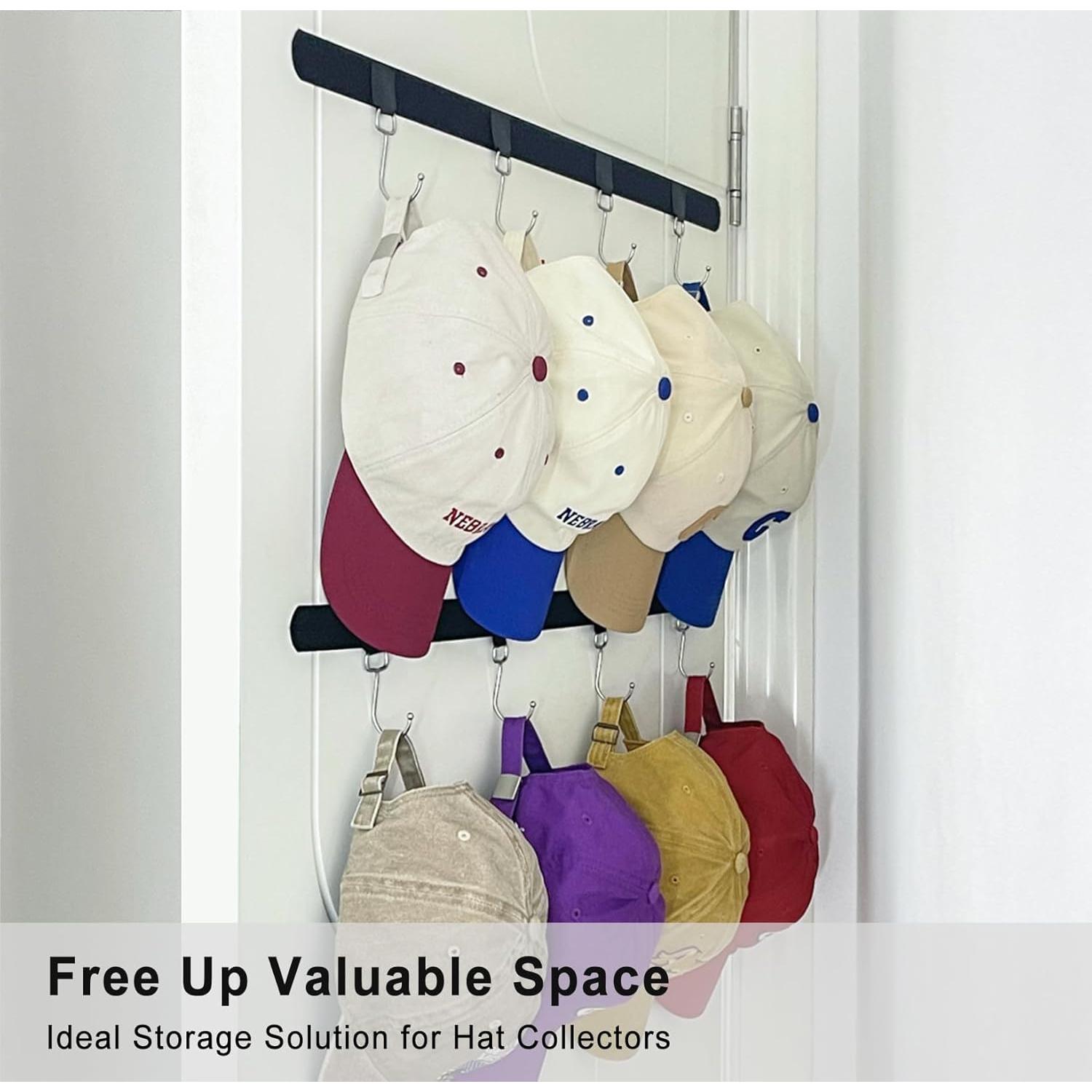 Organizador de Sombreros Adhesivo ETOWIFA - 2 Tiras y 8 Ganchos