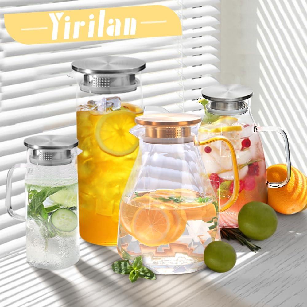 Jarra de Vidrio Yirilan 1.5L con Tapa de Acero Inoxidable
