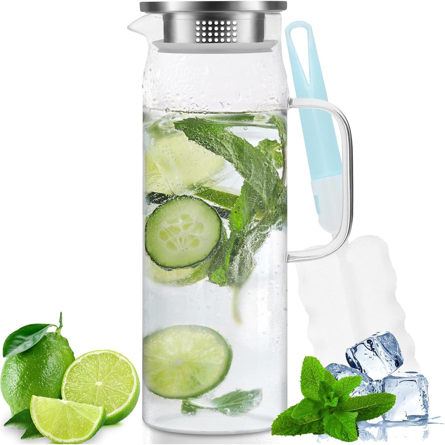 Jarra de Vidrio Yirilan 1.5L con Tapa de Acero Inoxidable