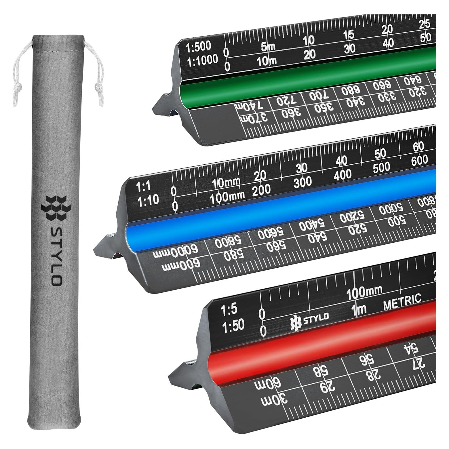 Regla de Escala Arquitectónica Stylo 30cm Aluminio Negro