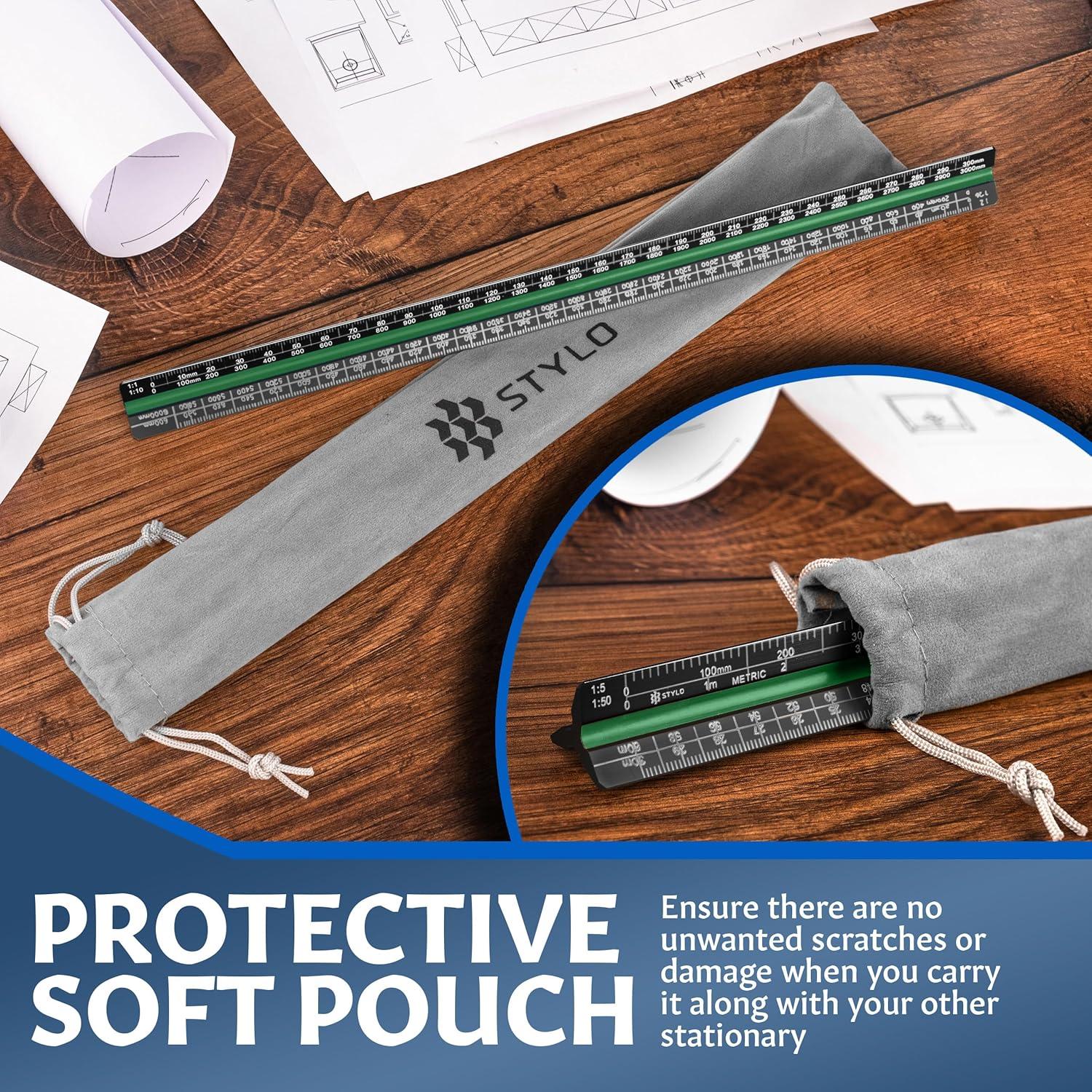 Regla de Escala Arquitectónica Stylo 30cm Aluminio Negro