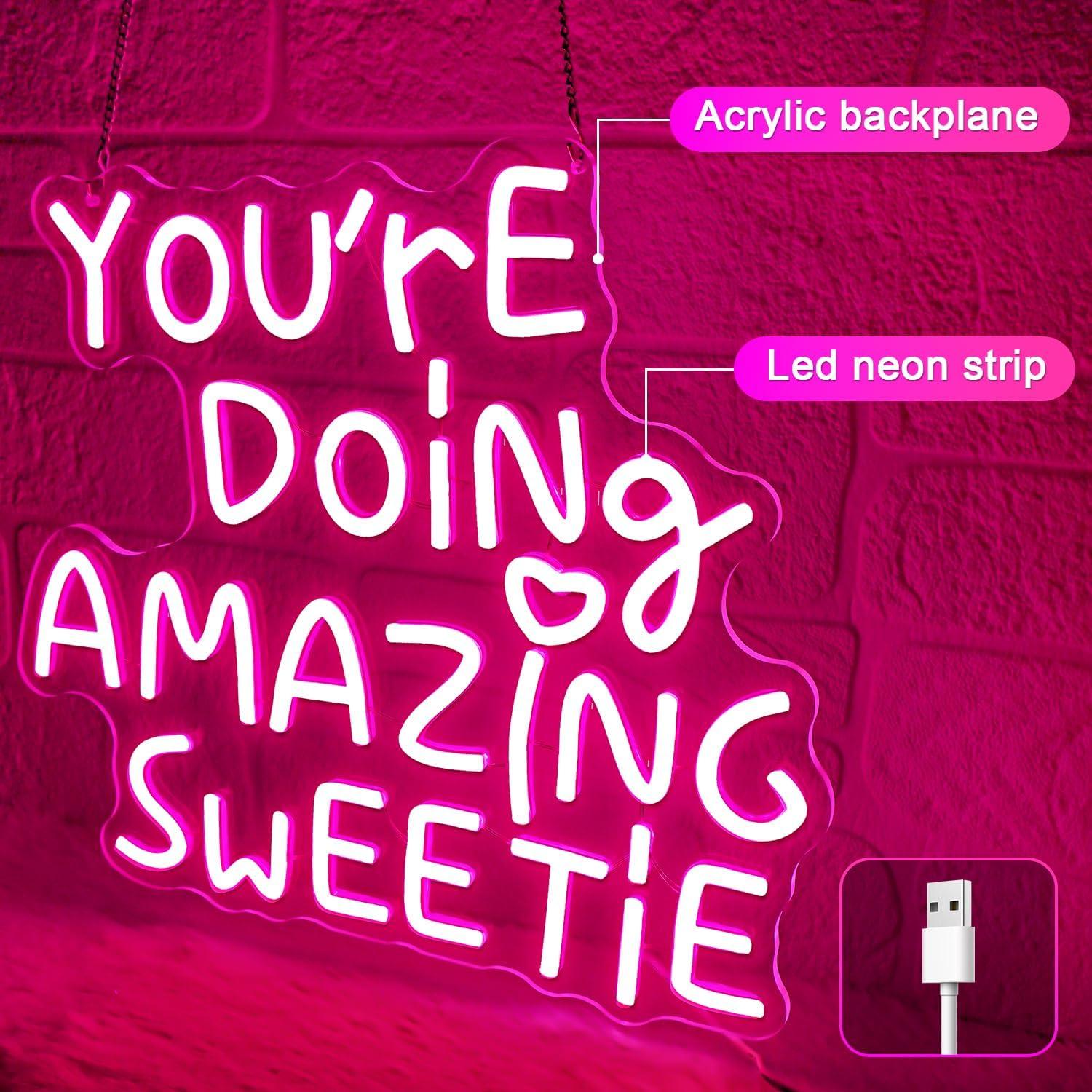 Luz Neón LED Rosa Motivacional Sneignon 35.8x33.4cm