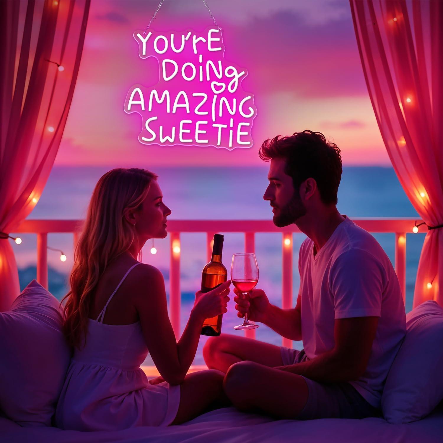 Luz Neón LED Rosa Motivacional Sneignon 35.8x33.4cm