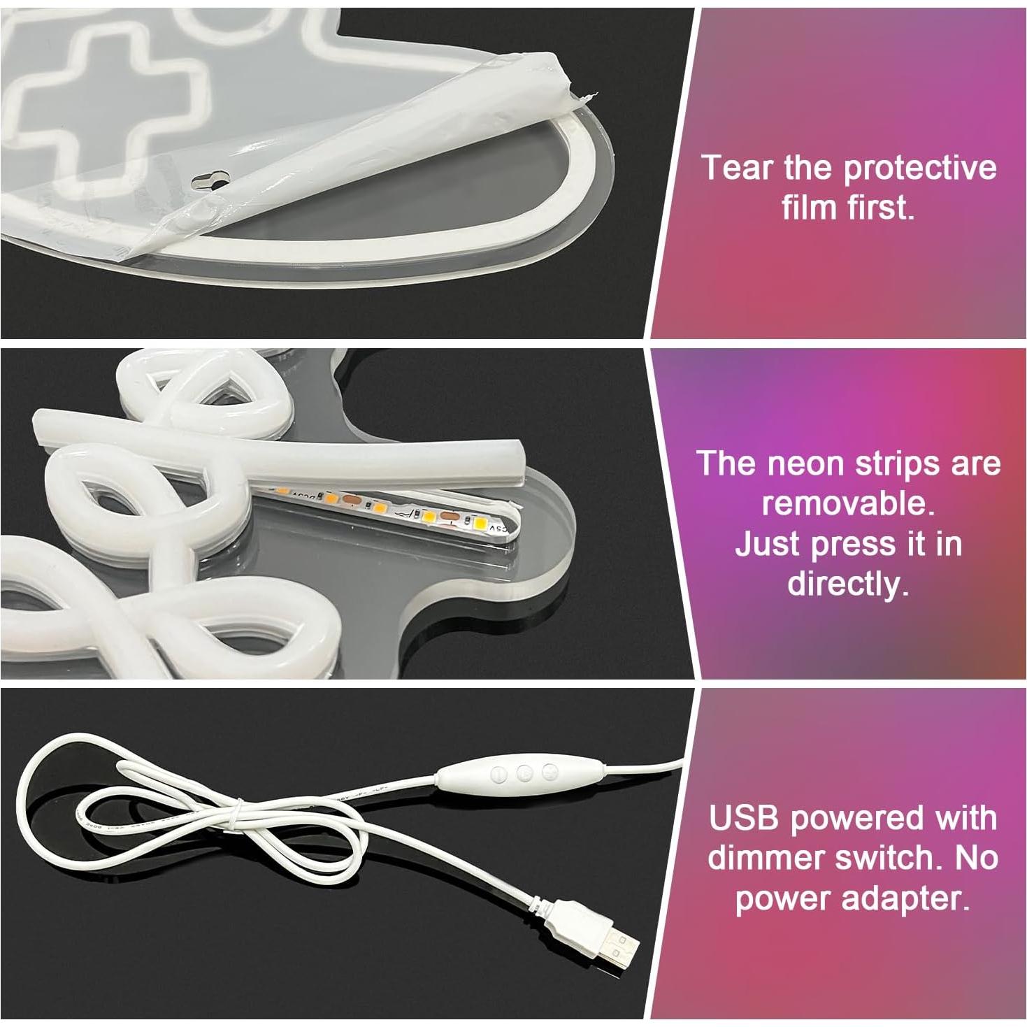 Luz Neón LED Rosa Motivacional Sneignon 35.8x33.4cm