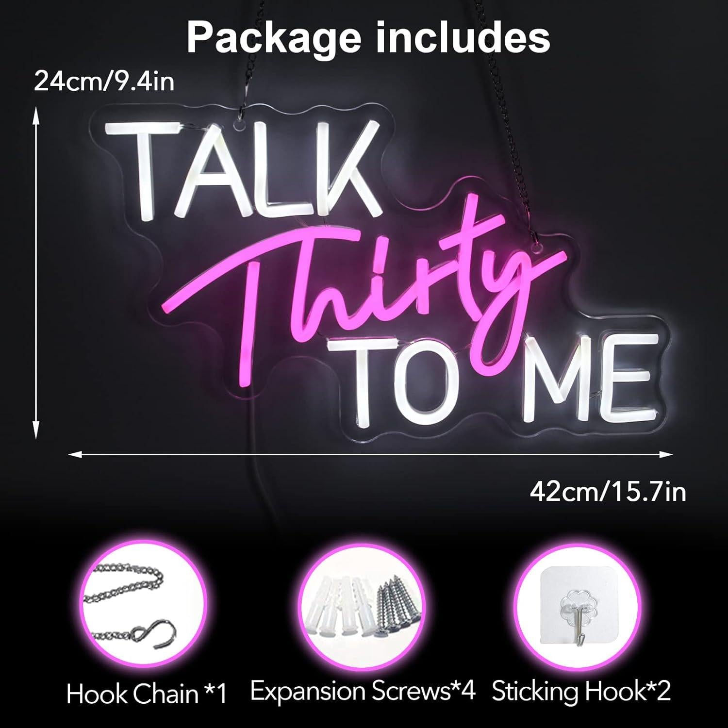 Letrero Neón Regulable Jesalah 'Habla Treinta Conmigo' 24x40cm