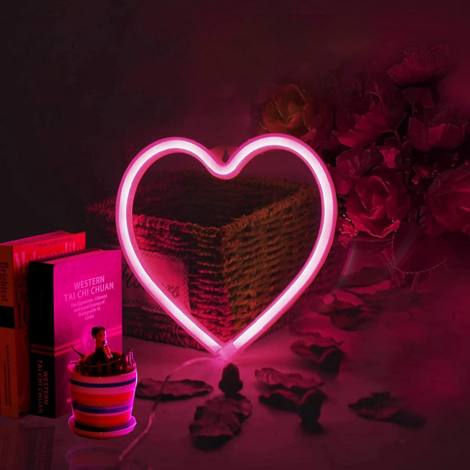 Luz LED Neon Corazón Rosa YouOKLight 19.7x19.4cm USB/Batería