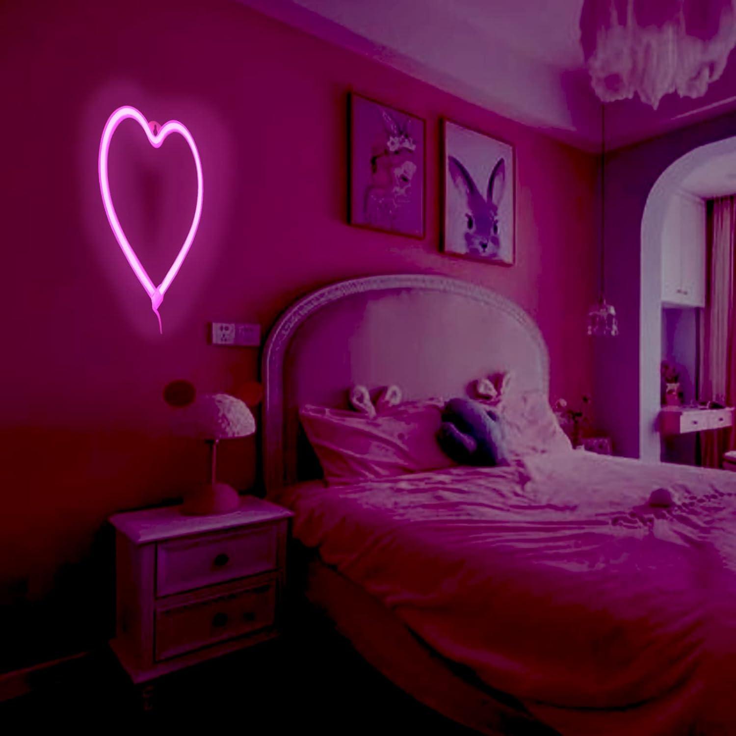 Luz LED Neon Corazón Rosa YouOKLight 19.7x19.4cm USB/Batería