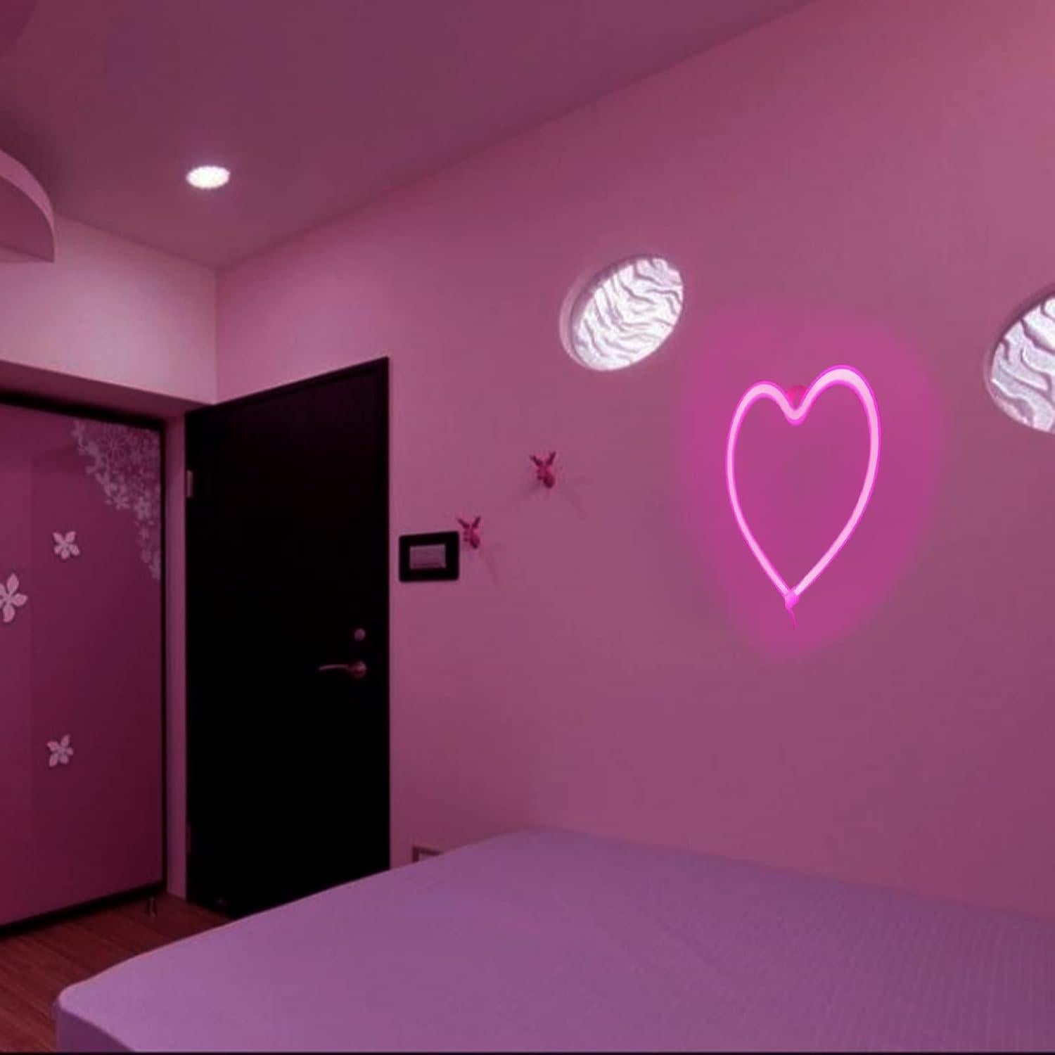 Luz LED Neon Corazón Rosa YouOKLight 19.7x19.4cm USB/Batería