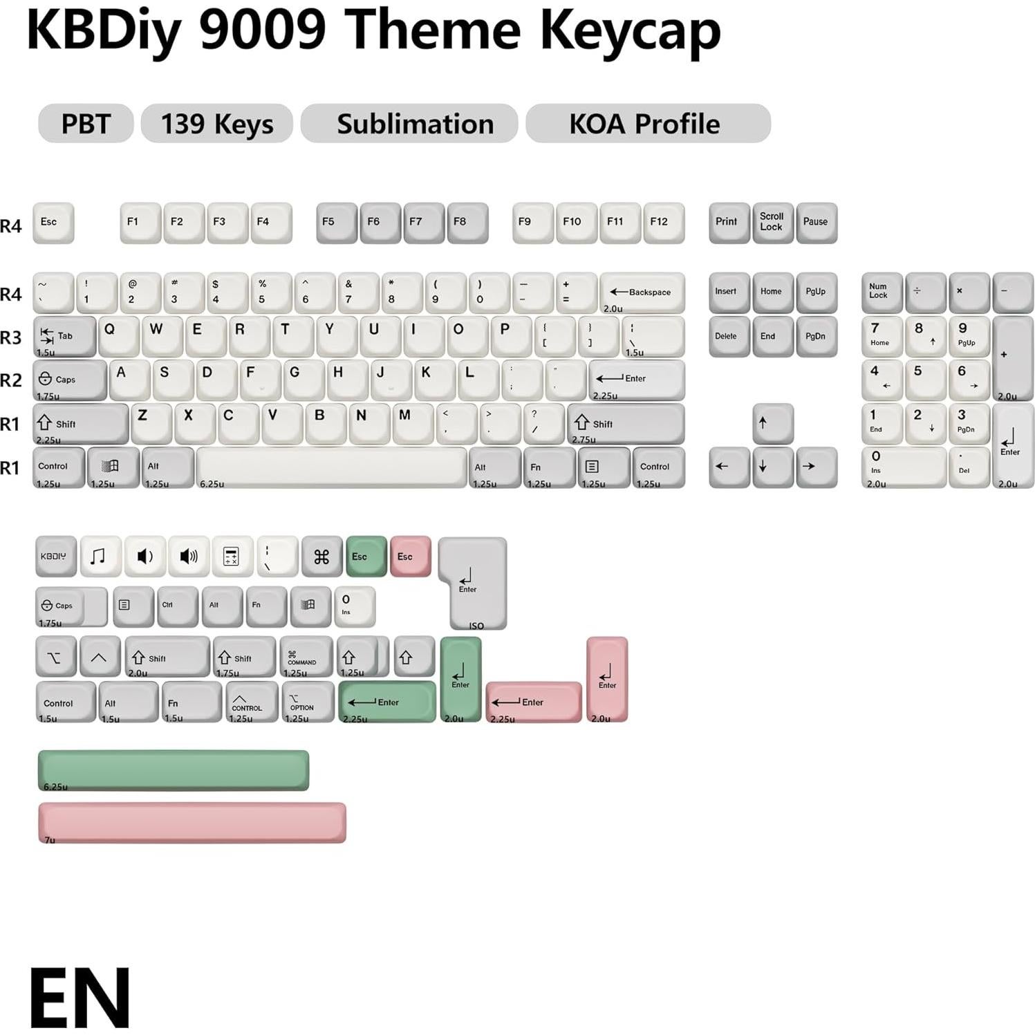 Teclado Mecánico KBDiy 9009 - Teclas Retro PBT 139 Unidades