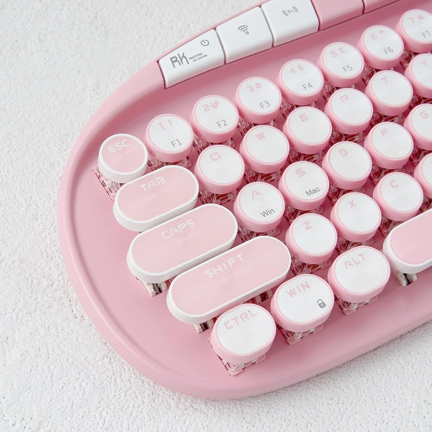 Teclado Inalámbrico RK ROYAL KLUDGE RK838 Rosa Retro