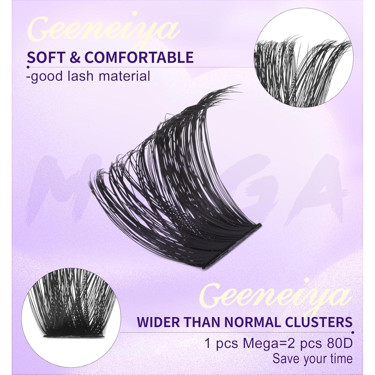 Extensiones de Pestañas en Racimo Geeneiya 200D Volumen D 14-16-18mm