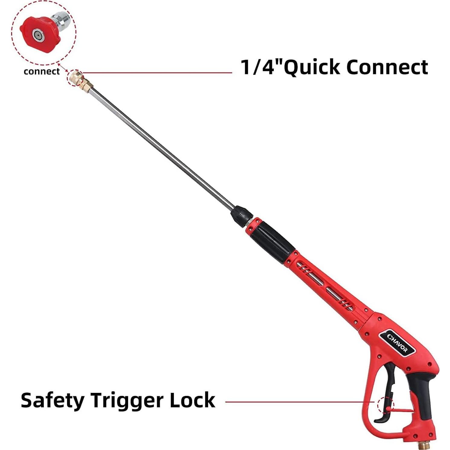 Pistola de Lavado a Presión CHAVOR 94 cm 3000 PSI 5 Boquillas