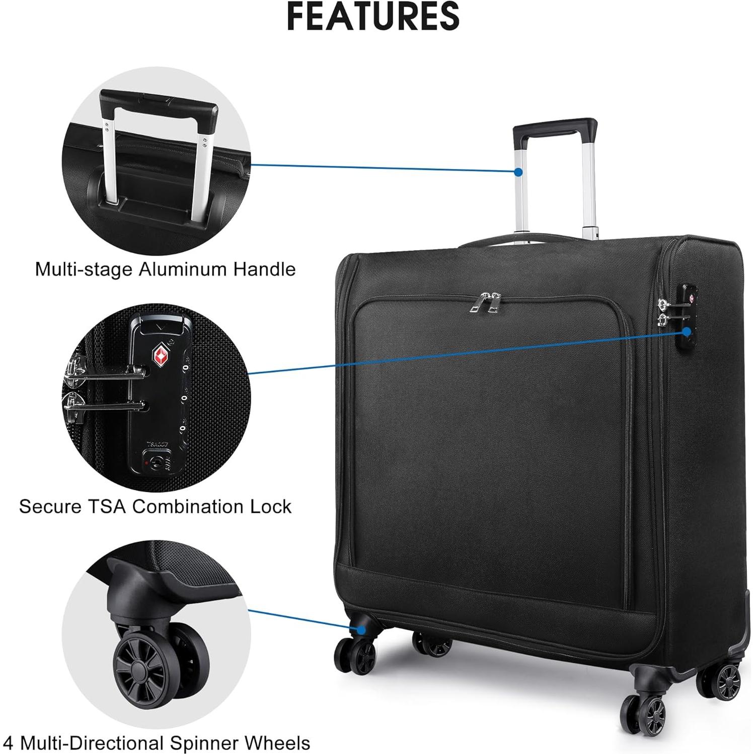 Maleta Rodante Bukere 80L con Compartimento para Traje Negro