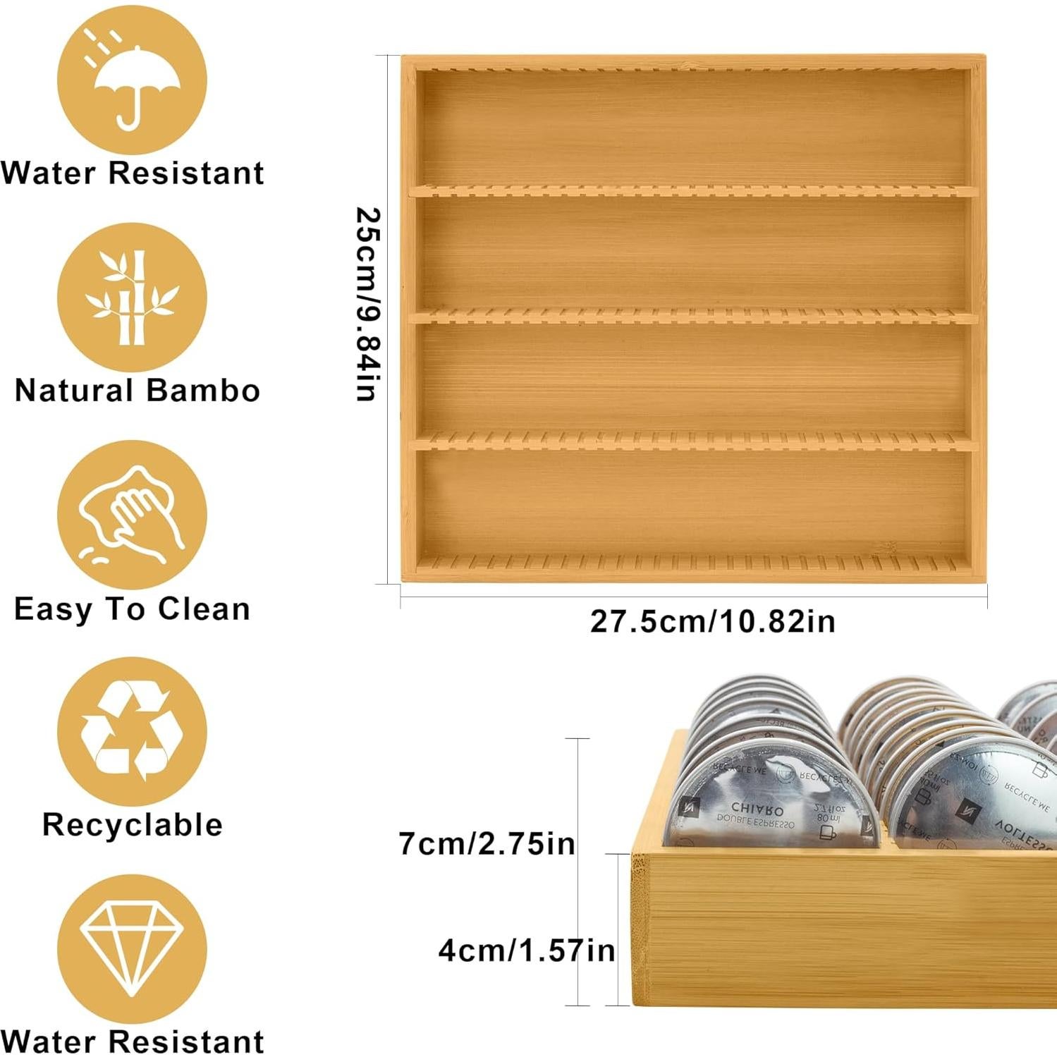 Soporte de Almacenamiento de Cápsulas de Café MinBoo de Bambú