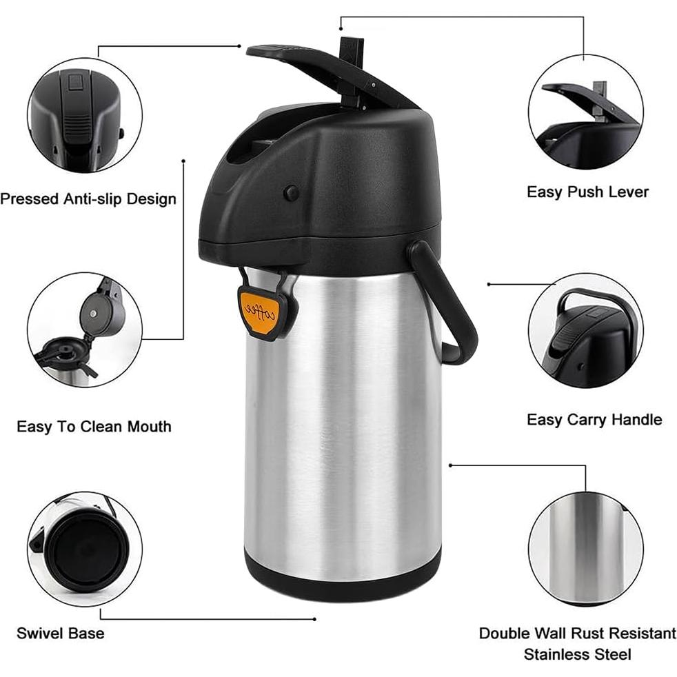 Dispensador de Café Airpot TOMAKEIT 2.2L Acero Inoxidable