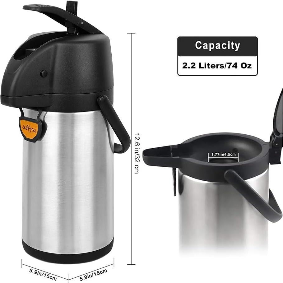 Dispensador de Café Airpot TOMAKEIT 2.2L Acero Inoxidable