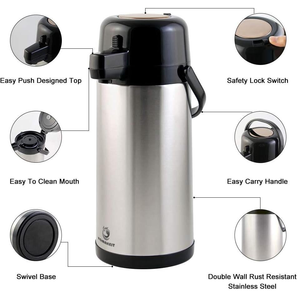 Carafe Térmica de Café TOMAKEIT 3L Acero Inoxidable Aislado