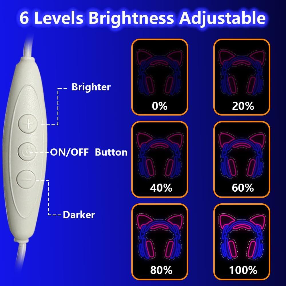 Luz de Neón Gamer RuCvixkt Cabeza de Gato 34x32 cm