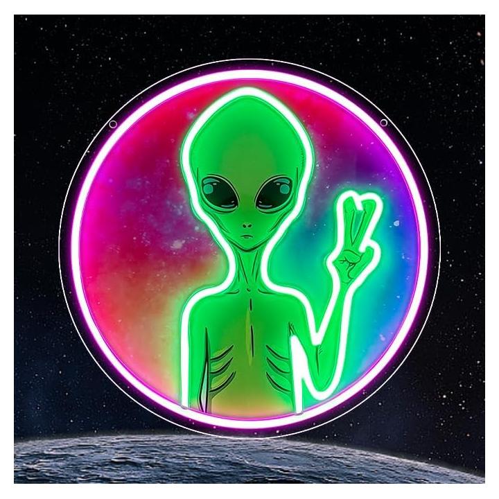 Cartel de Neón Alien RuCvixkt 33 cm LED USB Decoración