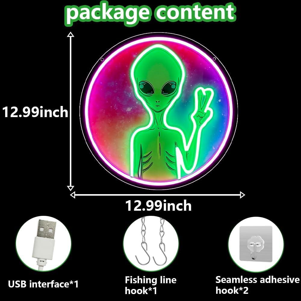 Cartel de Neón Alien RuCvixkt 33 cm LED USB Decoración