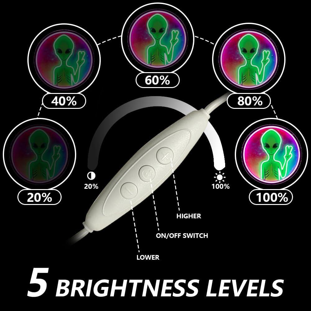 Cartel de Neón Alien RuCvixkt 33 cm LED USB Decoración