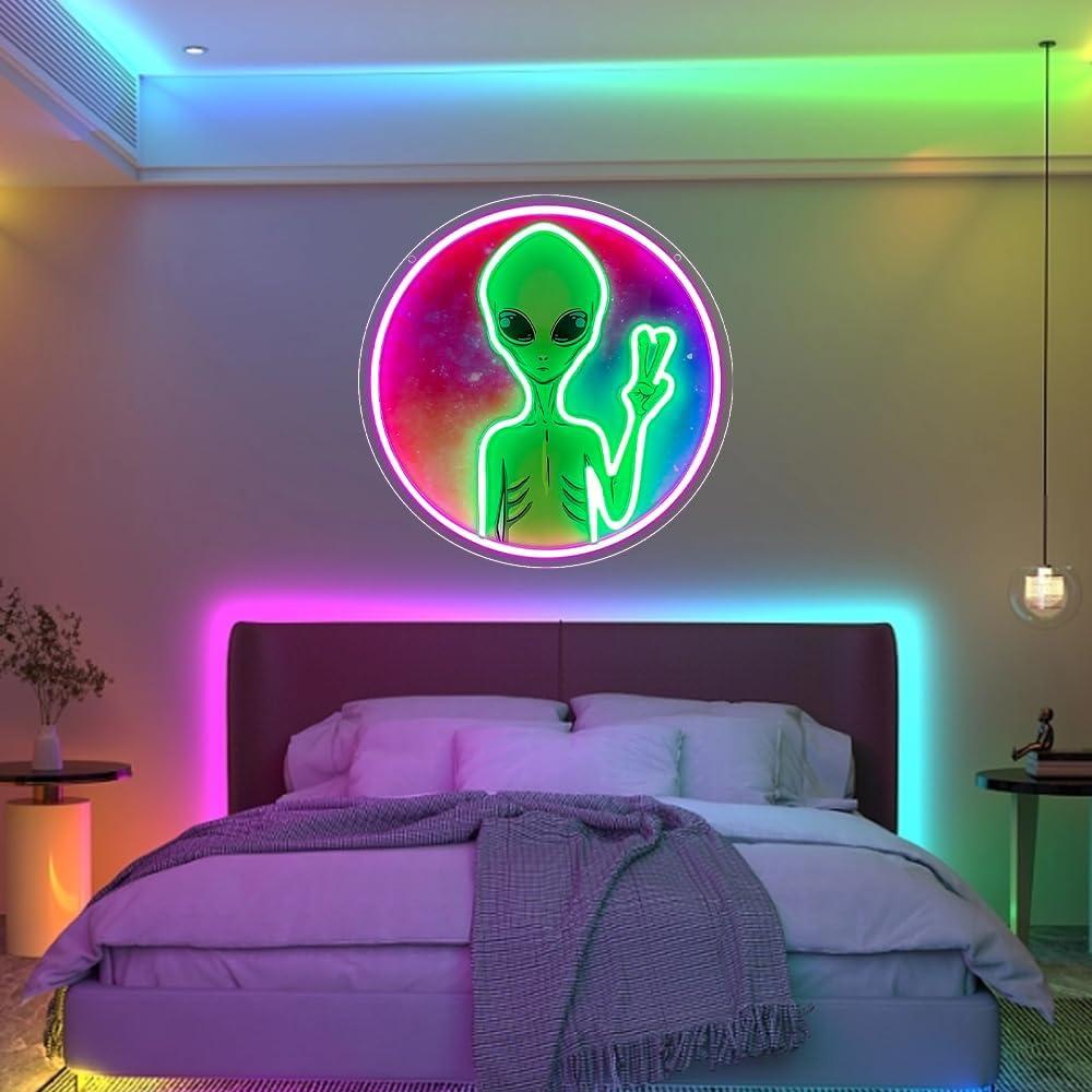 Cartel de Neón Alien RuCvixkt 33 cm LED USB Decoración