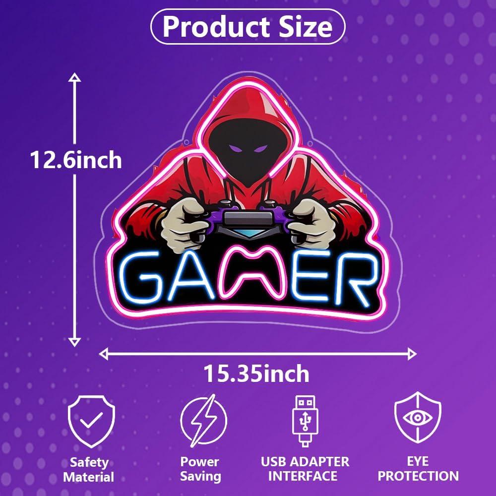 Luz de Neón LED Gamer RuCvixkt 39x32 cm USB Decorativa