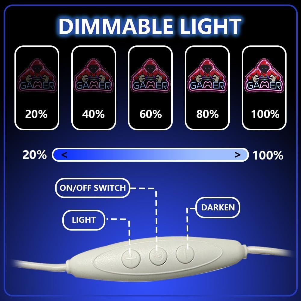 Luz de Neón LED Gamer RuCvixkt 39x32 cm USB Decorativa